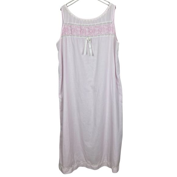 VTG Schrank Cotton Gauze Lace Nightgown Pink Women's Large Cottage Romantic - Picture 3 of 16